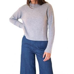 NEW CRUSH dulce ribbed crew sweater in gray